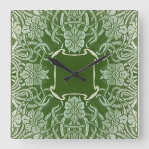  Roos in groen tijdstuk Vierkante Klok