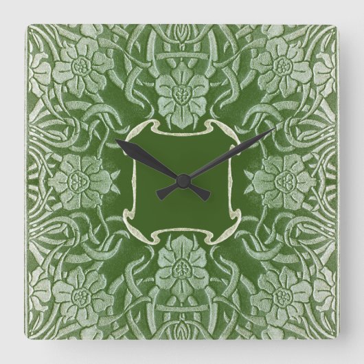  Roos in groen tijdstuk Vierkante Klok (Voorkant)