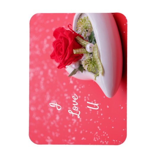 Roos in het hart magneet (Verticaal)