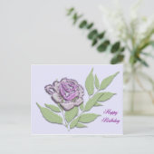roos in lila briefkaart (Staand voorkant)