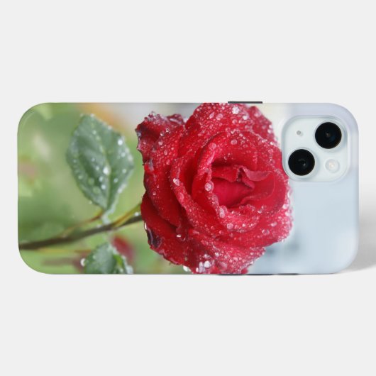 Roos in regendruppels Case-Mate iPhone case (Achterkant (horizontaal))