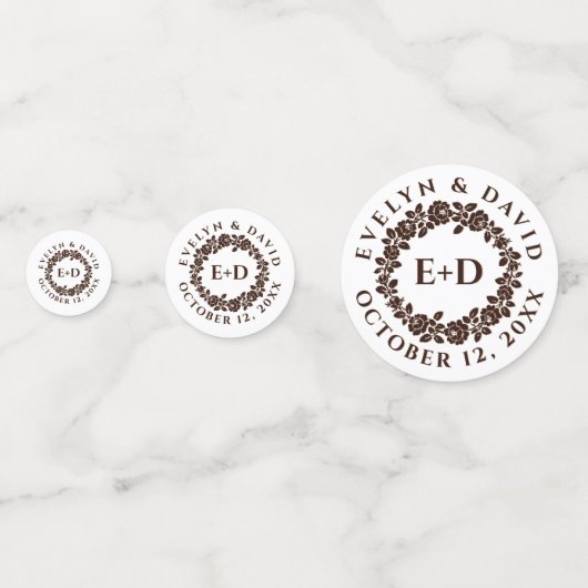 Roos in reliëf op trouwe kraftpapier confetti (Achterkanten)