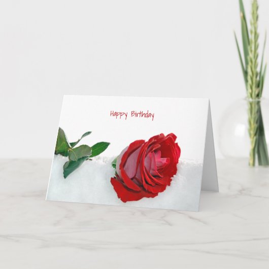 roos in Snow Birthday Kaart (Voorkant)