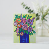 Roos in Vase briefkaart (Staand voorkant)