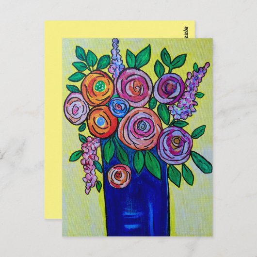 Roos in Vase briefkaart (Voorkant / Achterkant)