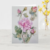 Roos in Waterverven Kaart (Gele Bloem)