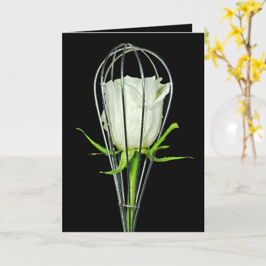 roos in Wire Whisk Birthday Kaart (Gele Bloem)