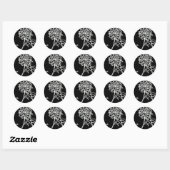 Roos in zwart ronde sticker (Vel)