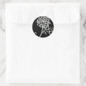 Roos in zwart ronde sticker (Tas)