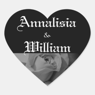 roos in zwart-wit (1) hart sticker