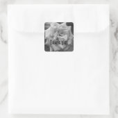 Roos in zwart-wit ventilator bedankt vierkante sticker (Tas)