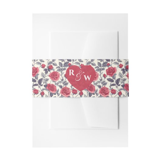 Roos Invitation Belly Band Uitnodigingen Wikkel (Voorkant Voorbeeld)