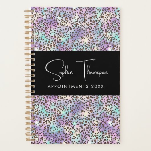 Roos irdescent Leopard glitter nieuw jaar Planner (Voorkant)