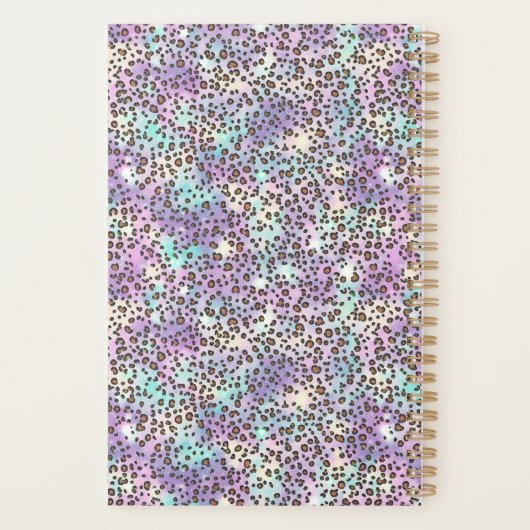 Roos irdescent Leopard glitter nieuw jaar Planner (Achterkant)