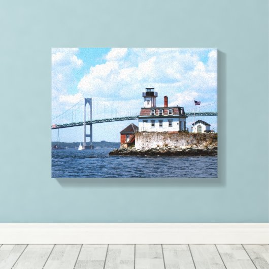 Roos Island Lighthouse, Rhode Island Canvas Afdruk (Insitu (Houten vloer))