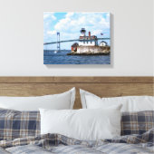 Roos Island Lighthouse, Rhode Island Canvas Afdruk (Insitu (Slaapkamer))