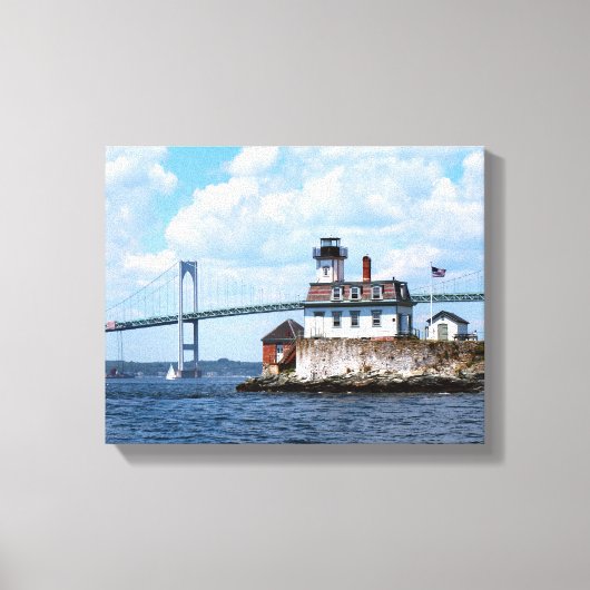 Roos Island Lighthouse, Rhode Island Canvas Afdruk (Voorkant)