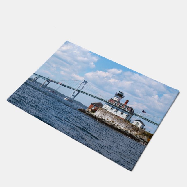 Roos Island Lighthouse, Rhode Island Door Mat (Schuin)