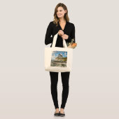 Roos Island Lighthouse, Rhode Island Grote Tote Bag (Voorkant (model))
