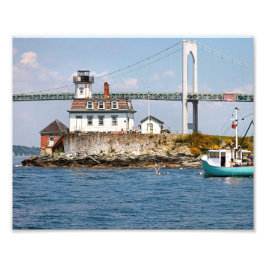 Roos Island Lighthouse, Rhode Island Photo Print Foto Afdruk