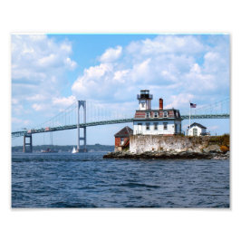 Roos Island Lighthouse, Rhode Island Photo Print Foto Afdruk