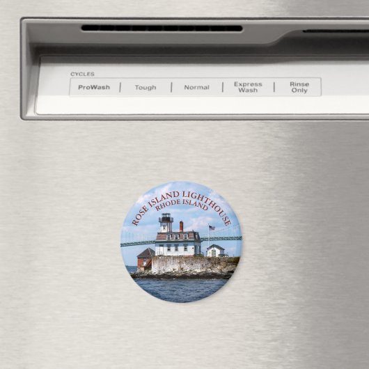 Roos Island Lighthouse, Rhode Island Round Magnet (Insitu (Vaatwasser))