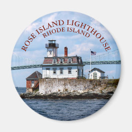 Roos Island Lighthouse, Rhode Island Round Magnet