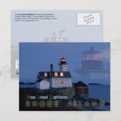 Roos Island Lighthouse 's nachts, Rhode Island Briefkaart (Voorkant / Achterkant)