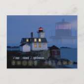 Roos Island Lighthouse 's nachts, Rhode Island Briefkaart (Voorkant)