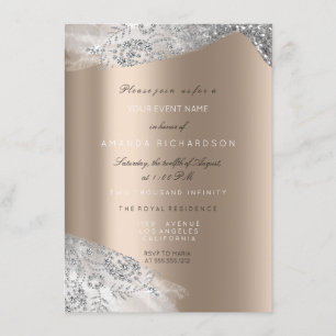 Roos Ivoor Beige Witte Sweet 16de Bruids Zilver Kaart
