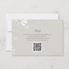 Roos Ivoor Sonnet Formeel Klassiek QR Code Huwelij RSVP Kaartje