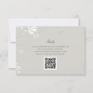Roos Ivoor Sonnet Formeel Klassiek QR Code Huwelij RSVP Kaartje