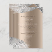 Roos Ivory Beige White Sweet 16th Bridal Silver Kaart (Voorkant / Achterkant)