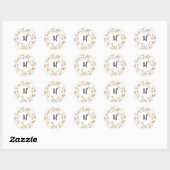 Roos Ivy Monogram Patroon Ronde Sticker (Vel)