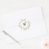 Roos Ivy Monogram Patroon Ronde Sticker (Envelop)