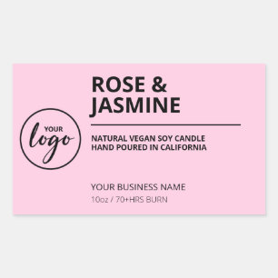 Roos Jasmine Scent Pink Soy Candle Labels