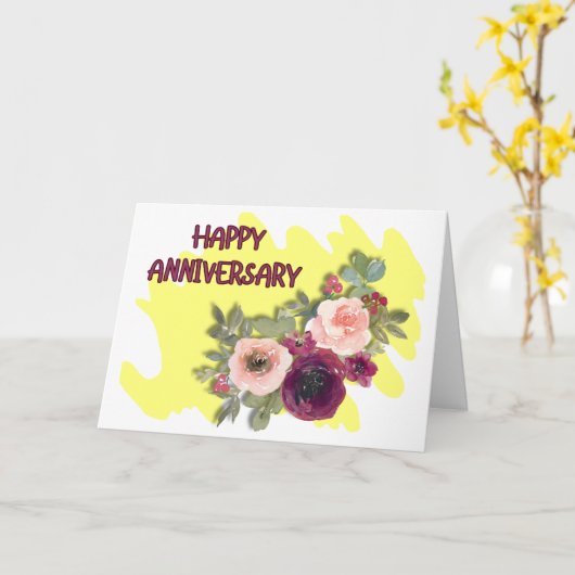 Roos Jubileum Kaart (Gele Bloem)