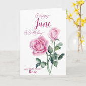 Roos June Birth Flower Birthday Kaart (Gele Bloem)