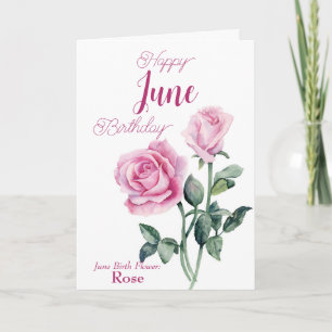 Roos June Birth Flower Birthday Kaart