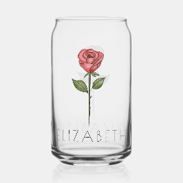 ROOS Juni Geboorte Bloem Aangepaste Naam Blikvorm Glas