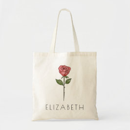 ROOS Juni Geboorte Bloem Aangepaste Naam Tote Bag