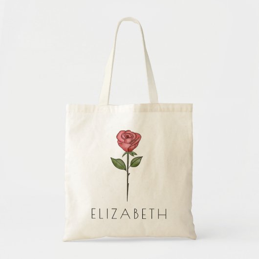 ROOS Juni Geboorte Bloem Aangepaste Naam Tote Bag (Voorkant)