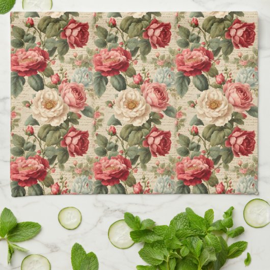 Roos Junk Journal Page Theedoek (Gevouwen)