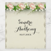  Roos & Kant Bruiloft Mousserende Wijnfles Wijn Etiket (Enkel label)