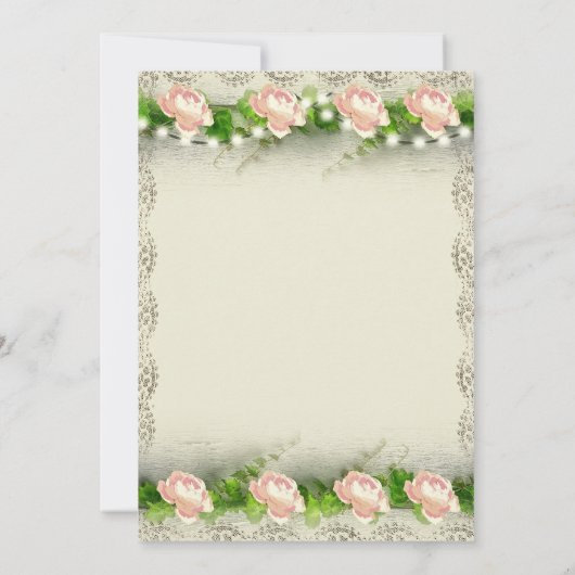  Roos & kant bruiloft repetitie uitnodiging (Achterkant)