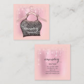 Roos Kast Bedreiging van de Mode Winkelen Glitters Vierkante Visitekaartje (Voorkant / Achterkant)