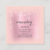 Roos Kast Bedreiging van de Mode Winkelen Glitters Vierkante Visitekaartje (Achterkant)