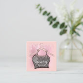 Roos Kast Bedreiging van de Mode Winkelen Glitters Vierkante Visitekaartje (Staand voorkant)