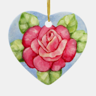 Roos kerst kerstversiering keramisch ornament
