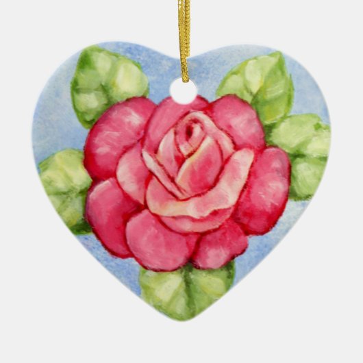 Roos kerst kerstversiering keramisch ornament (Voorkant)